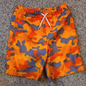Land's End Boy's swim trunks medium 8 camo orange